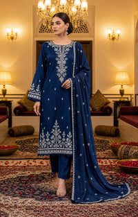 Dora Dhanak 2Head Full Embroidered 3-Piece Suit by Noor Fashion Vol-303