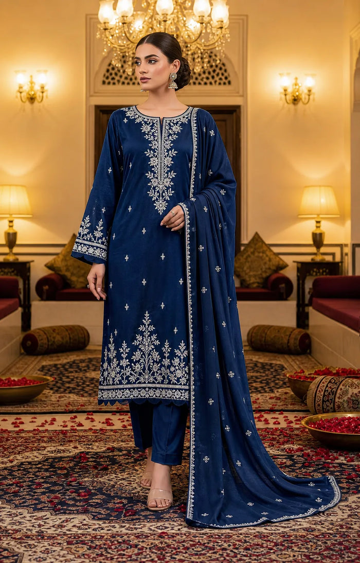 Dora Dhanak 2Head Full Embroidered 3-Piece Suit by Noor Fashion Vol-303