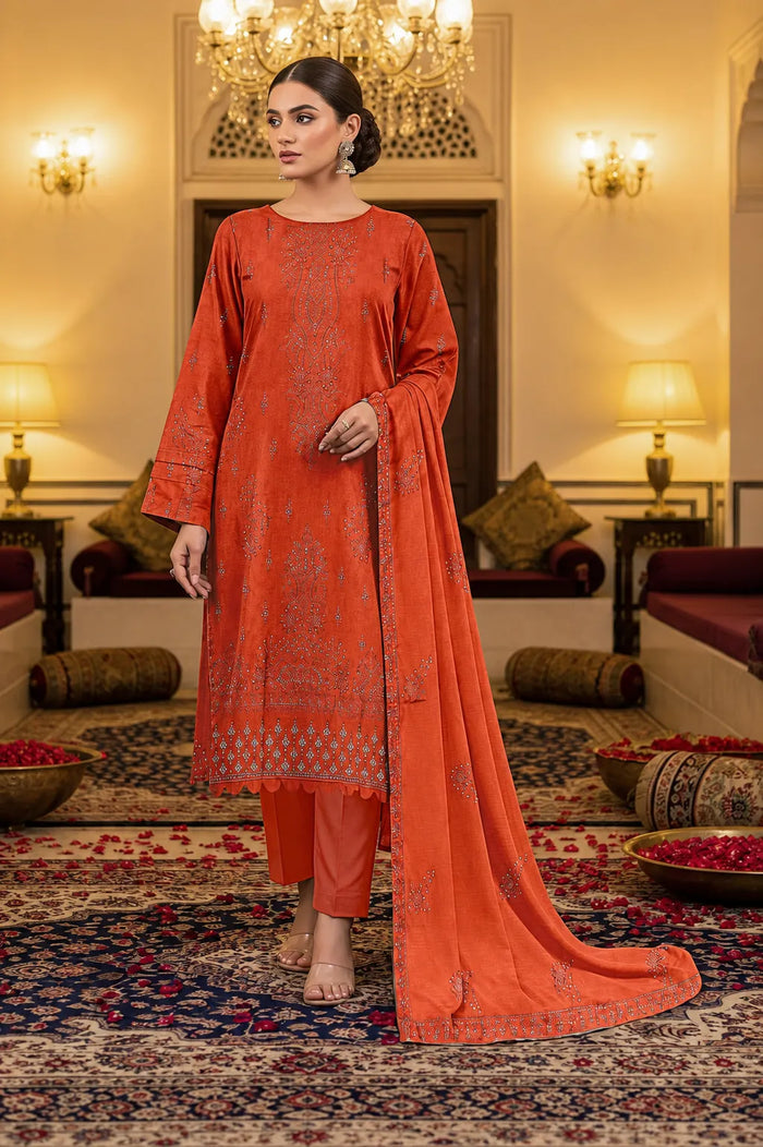 Dora Dhanak 2Head Full Embroidered 3-Piece Suit by Noor Fashion Vol-303