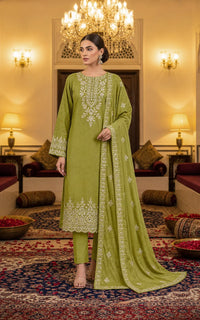 Dora Dhanak 2Head Full Embroidered 3-Piece Suit by Noor Fashion Vol-303