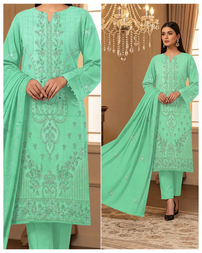 1010 Noor Fashion Breezay Bana Dora Lawn  | Premium Embroidered 3 Piece Lawn Suit