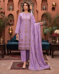 Noor Fashion Vol-225 | Dhanak Crystal 2-Head Embroidered 3-Piece Suit – Lavender Lilac
