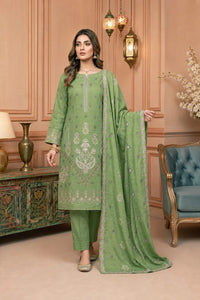 Noor Fashion Vol-231 | Peach Crystal Dhanak 2-Head Full Embroidered 3-Piece Suit