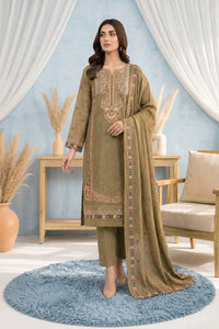 Noor Fashion Vol-232 | Kotrai Velvet 2-Head Embroidered 3-Piece Suit – Olive Green